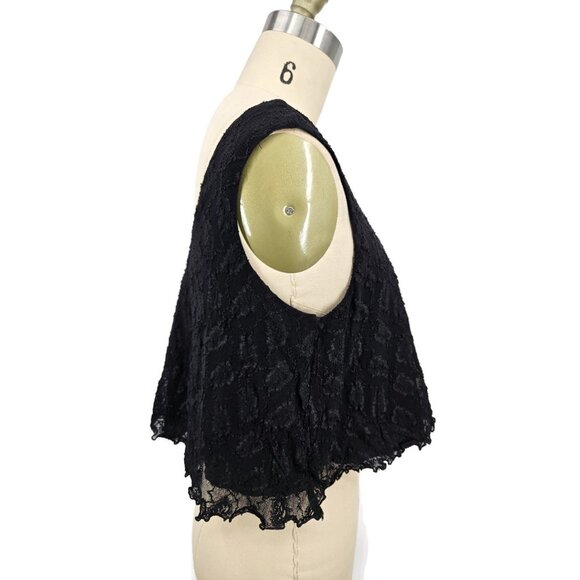VTG New Florencia Fiume Lace Crop Tank Top Womens M? Black - Picture 2 of 4
